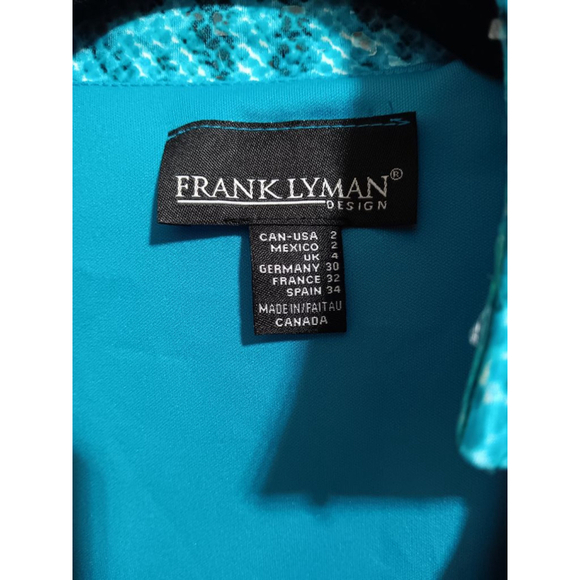 Frank Lyman Design Turquoise Python Snake Print Open Front Moto Jacket Gold Zips - Picture 13 of 14